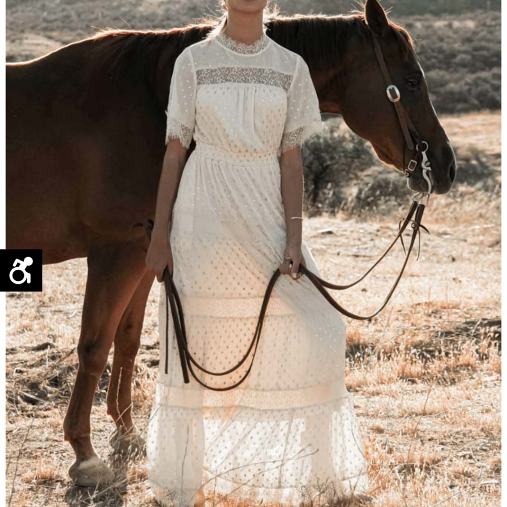 ROMANTIC Victorian Metallic dot vintage maxi dress XS/S